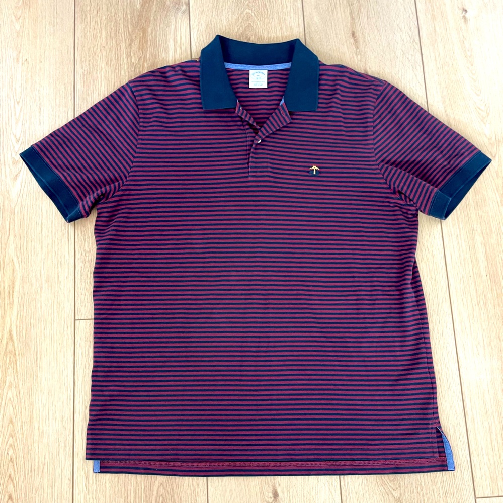 Men's Striped Polo Shirt in Burgundy and Navy